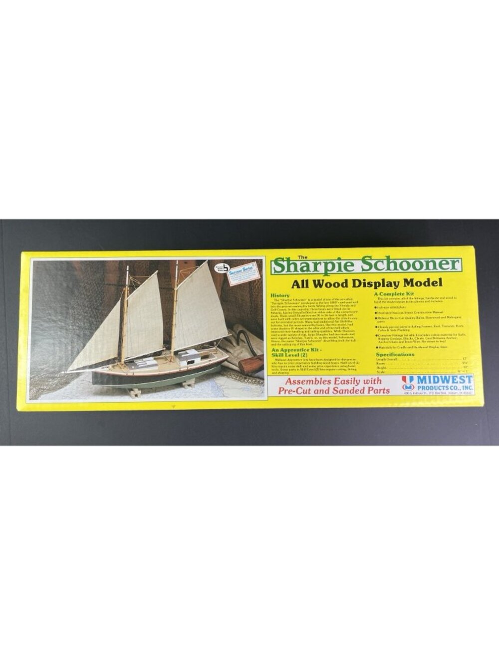 Vintage Midwest Products # 968 Sharpie Schooner Wood Boat Model Kit Build NEW